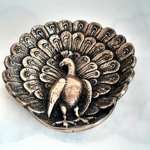 Schale pfau massiv - massiv, messing